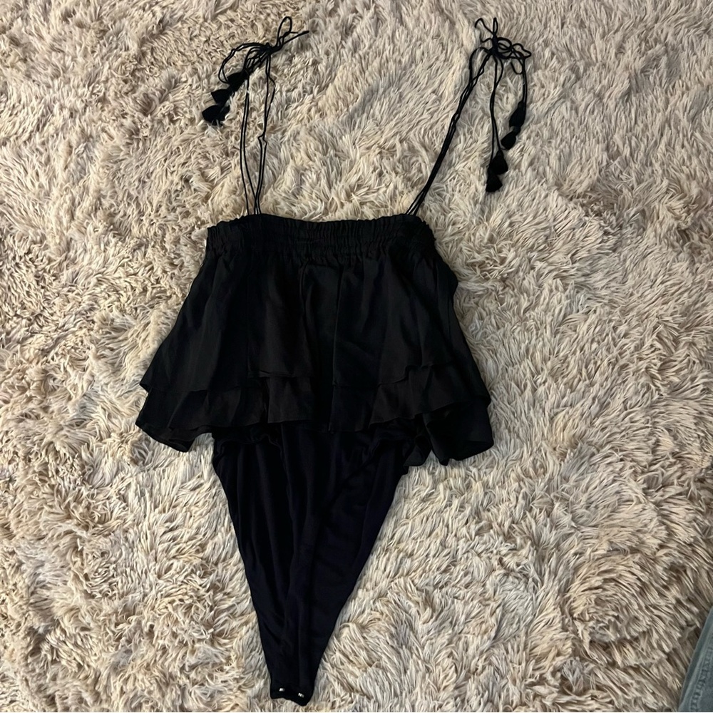Free People Black Bodysuit M